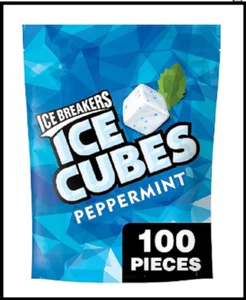 ICE BREAKERS ICE CUBES Peppermint Sugar Free Chewing Gum w/ Xylitol 8.11oz 100pc - Picture 1 of 5