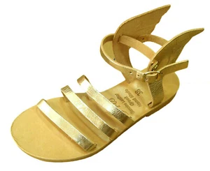 Antike griechische Damen-Sandalen geflügelte römische Leder handgefertigte Schuhe Gladiator Rutsche - Bild 1 von 5