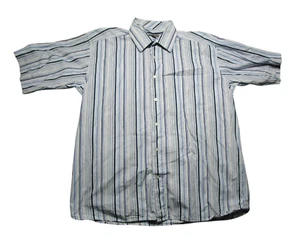 Johnston & Murphy Men's Size - L Blue Striped Short Sleeve Button Up - Picture 1 of 5