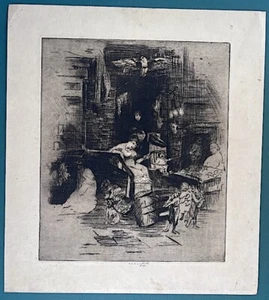 Early1900's Etching Wetherill Elisha Kent Kane " East Side Eagle Market " - Picture 1 of 5