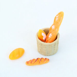 1Set 1/12 Dollhouse Miniature Bread  Basket Simulation Food Toy