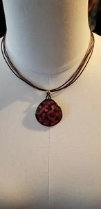 Chico's Choker Necklace 2"Pink Silvertone Medallion 8 Multicolor Wire Strands - Picture 1 of 3
