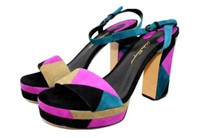 Salvatore Ferragamo 'Trento' Astro Colorblock Suede Pump Sandal 9.5 B $795 - Picture 1 of 12