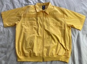 Vtg John Blair Guayabera Shirt Mens XL Yellow Banded Retro Bowling Camp Grandpa - Picture 1 of 8