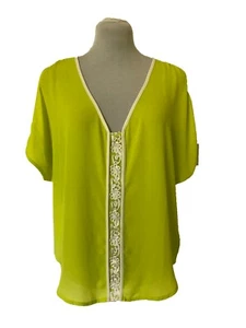 XOXO Bluse, Gr. M, gelb-limettengrün, Dolmanärmel, - Bild 1 von 5