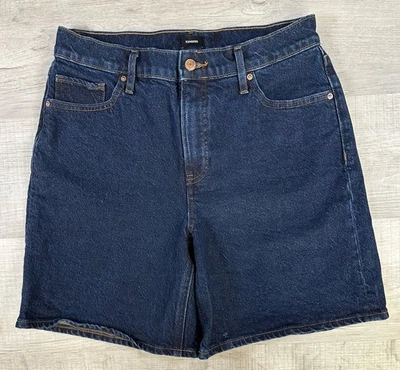 Pantalones Cortos Sueltos Express Azul Denim Elastizados Para Mujer Talla 6 (Real 30X6”) Foto 1 de 4