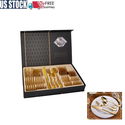 Столовые приборы из нержавеющей стали 24 шт вилки ножи ложки набор обслуживание для 6 - Изображение 1 из 4