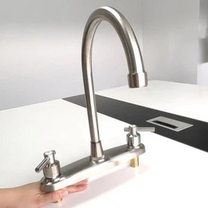 8'' Brushed Nickel / Black RV Kitchen Sink Faucet Brushed Nickel Single Handle - Picture 1 of 18