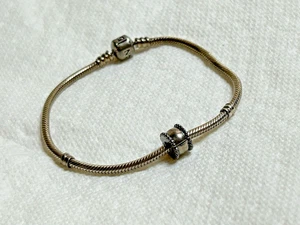 8" PANDORA ALE CHARM BARREL CLASP STOPPER BRACELET STERLING SILVER 925 - Picture 1 of 15