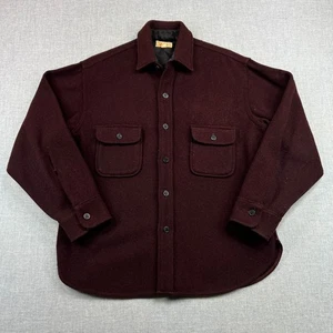 VTG 70s Fox Knapp Sportswear Wool CPO Shirt Jacket Men L Maroon Anchor Buttons - Picture 1 of 9