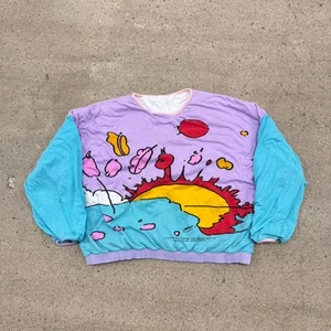 Vintage 80s Peter Max Sunset Flowers AOP Psychedelic Art Reversible Sweatshirt - Bild 1 von 8