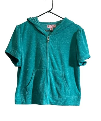 Juicy Couture Hoodie Track Jacket XL Short Sleeve Terry Cloth Y2K Full Zip - Image 1 of 4