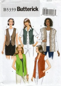 Butterick B5359 Set of Lined Vests w Side Seam Pockets, Princess Seams Sz L-XXL - Picture 1 of 5