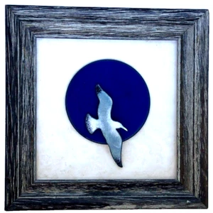 Ceramic Enamel Art Soaring Seagull Hanging Wall Decor Handcrafted by Betty Crow - Picture 1 of 5