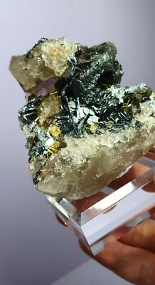 Rutil, Golden Rutil mit Hämatit auf Ständer/ 8 cm - Bild 1 von 4