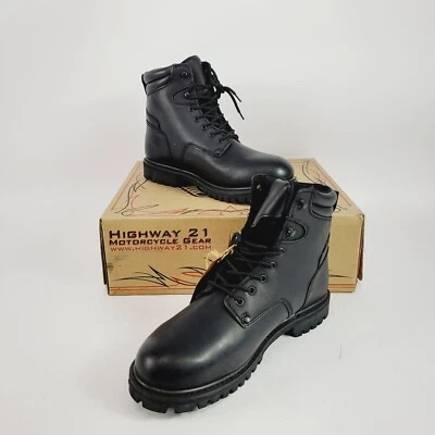 Botas de motocicleta negras con cordones Highway 21 RPM para hombre talla 13 #5161 361-80513 Foto 1 de 4