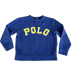 Polo Ralph Lauren Crewneck Logo Sweatshirt Unisex Kids Size 5 Blue Yellow GUC - Picture 1 of 6