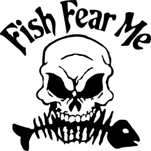 Calcomanía adhesiva de vinilo Fish Fear Me Reaper calavera esqueleto coche barco camión ventana - Imagen 1 de 2