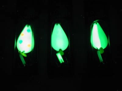 KO wobbler Glow in the dark casting spoons 3/4 oz. Glowmates superior Glow Coat!