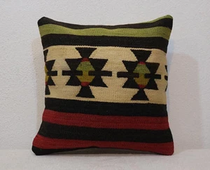 16''x16'' Anatolian Boho Vİntage Pillow Turkish Kilim Pillowcase Ethnic Cushion - Picture 1 of 6