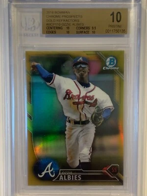 BGS 10 PRISTINE Ozzie Albies 2016 Bowman Chrome GOLD Refractor RC /50 BCP110..OP - Image 1 of 2