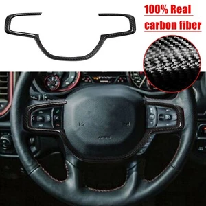 For Dodge Ram 1500 2019-2024 Carbon Fiber Interior Steering Wheel Button Cover - Picture 1 of 8