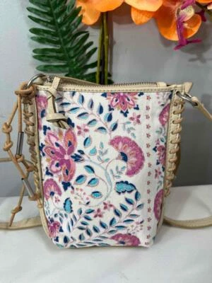 Bolso Bandolera Pequeño LUCKY BRAND Lika Florals Beige Estuco Algodón Cuero Foto 1 de 4