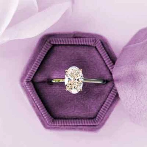 Anello di fidanzamento diamante coltivato in laboratorio certificato IGI 1,50 ct taglio ovale oro bianco 14 carati - Foto 1 di 10