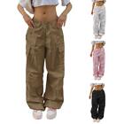 Baggy Pants Cargo Trousers for Womens Parachute Pants Y2k Drawstring Low Waist 