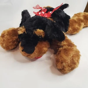 Rottweiler Puppy Dog Floppy Laying Down Plush 14" Black & Brown  - Imagen 1 de 7
