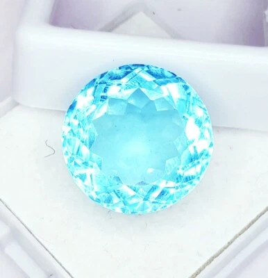 Сертифицированный аквамарин круглой огранки 12,17 карата россыпью качество AAA+ аквамарин - Изображение 1 из 4