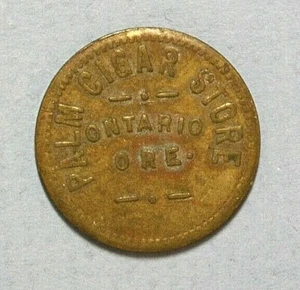 Ontario Oregon Palm Zigarrenladen gut für 5c Handel Messing 21mm Medaille - Bild 1 von 2