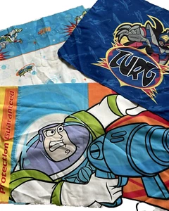 3pc Disney Toy Story Full Flat Sheet Buzz Lightyear Zurg Pillowcases - Picture 1 of 3