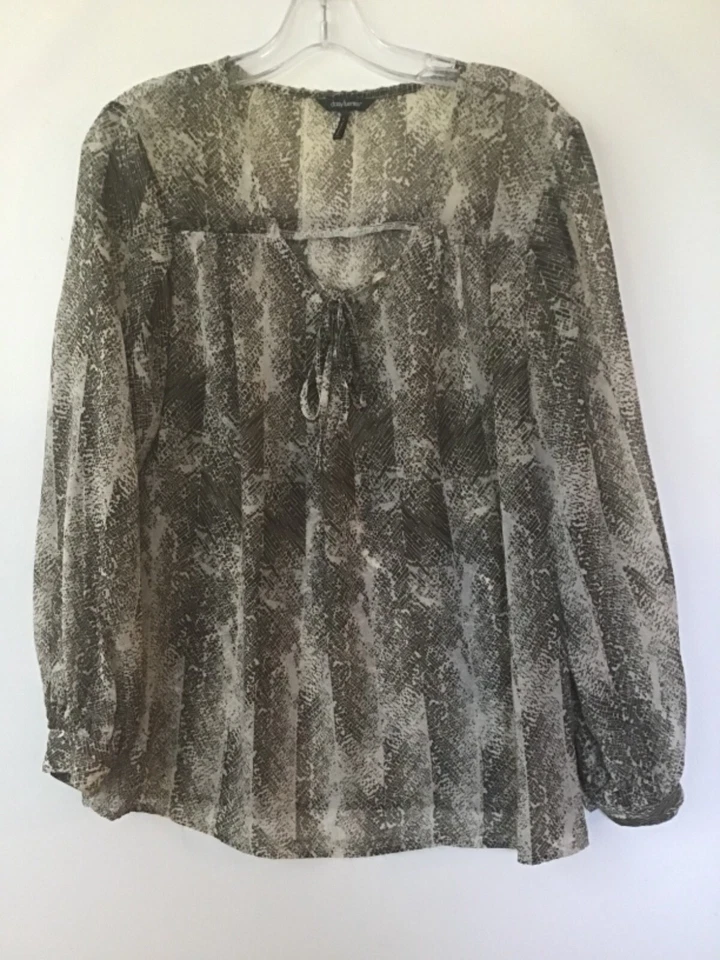 Mujer DAISY FUENTES Marrón Transparente Beige Túnica Blusa Top Camisa L Grande 10 12  Foto 1 de 4