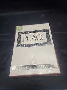 16 Cards Peace Silver Foil Embossed Lettering on Ivory Blue Christmas Cards NIB  - Picture 1 of 9