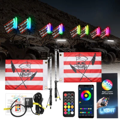 Antena iluminada LED RGB COB 2 PIES para Kawasaki Mule PRO FX FXT DX DXT PRO-MX Foto 1 de 4