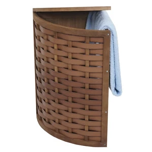 B-Ware Eck-Wäschekorb MCW-H87,Wäschebox Wäschesammler, Holz 70L 66x53x38cm braun - Bild 1 von 7