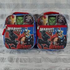 Boys Marvel Lunch Box Set of 2 Blue Red New