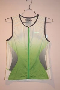 Top Craft Elite Tri Sin Mangas Cremallera Completa Para Hombre Talla PEQUEÑA Blanco/Verde NUEVO - Imagen 1 de 4