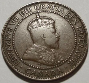 1909 CANADA Nice, FULLY Original KING EDWARD VII "Large Cent" 2nd OTTAWA STRIKE - Picture 1 of 2