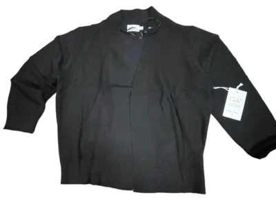 Suéter cárdigan abierto pequeño Cielo para mujer mangas 3/4 liviano negro Foto 1 de 4