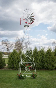 22 Ft Tall Hand Made in the USA Aluminum Garden Windmill, Wind Wheel - Picture 1 of 12