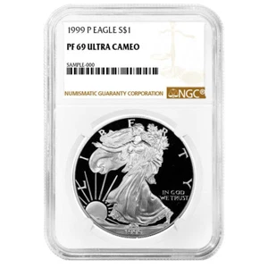 1999-P $1 1-oz Proof American Silver Eagle NGC PF69UC Brown Label - Picture 1 of 2
