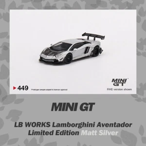 MINI GT 1:64 LB WORKS Lamborghini Aventador Limited Matt Silver LHD in box - Picture 1 of 4