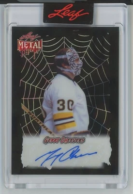 2025 Leaf Metal Halloween Auto Prismatic Spider Webs #BA-GC1 Gerry Cheevers 1/3 - Image 1 of 2