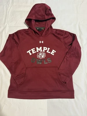 Sudadera con capucha Temple Owls Under Armour juvenil mediana logotipo rojo oscuro Foto 1 de 4