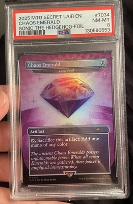 MTG Sonic x Secret Lair Chaos Emerald (Lotus Petal) Purple Mythic Foil PSA 8 - Image 1 of 2