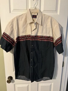 Camicia uomo vintage Roper western con bottoni a pressione di perle/stampe multiple taglia large - Foto 1 di 9