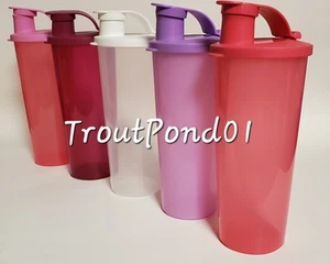 Tupperware Tumblers 16 oz Tumbler Set 5 Flip Top Lids Mixed Lot of Colors New - Picture 1 of 5