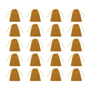 20 pezzi sacchetto con coulisse floccato 2 x 2,8 pollici sacchetti per gioielli sacchetti regalo, cachi - Foto 1 di 7